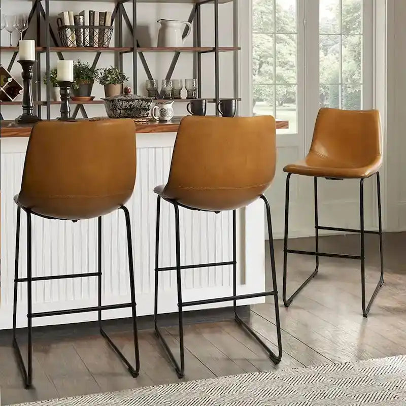 Tabourets de bar vintage BOSSIN en similicuir, 76 cm (30 pouces), lot de 2