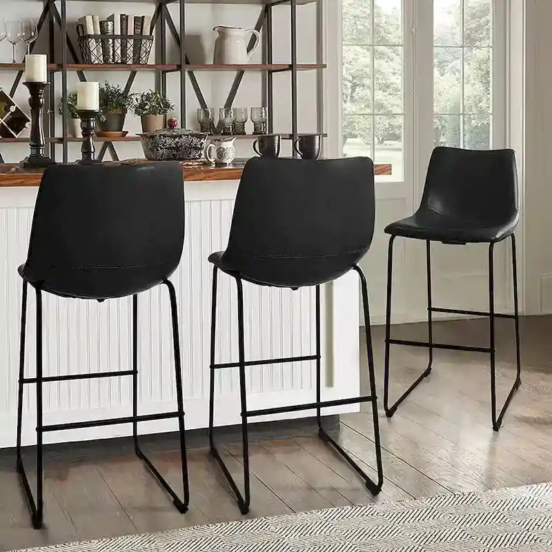 Tabourets de bar vintage BOSSIN en similicuir, 76 cm (30 pouces), lot de 2