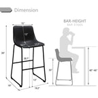 Tabourets de bar vintage BOSSIN en similicuir, 76 cm (30 pouces), lot de 2