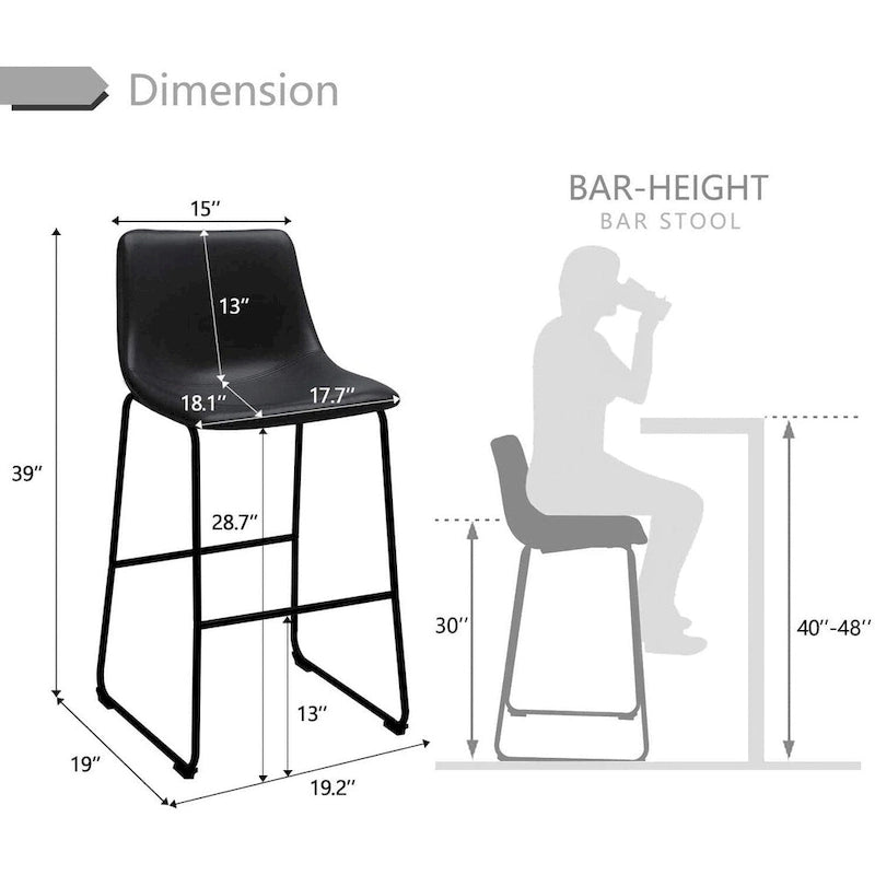 Tabourets de bar vintage BOSSIN en similicuir, 76 cm (30 pouces), lot de 2