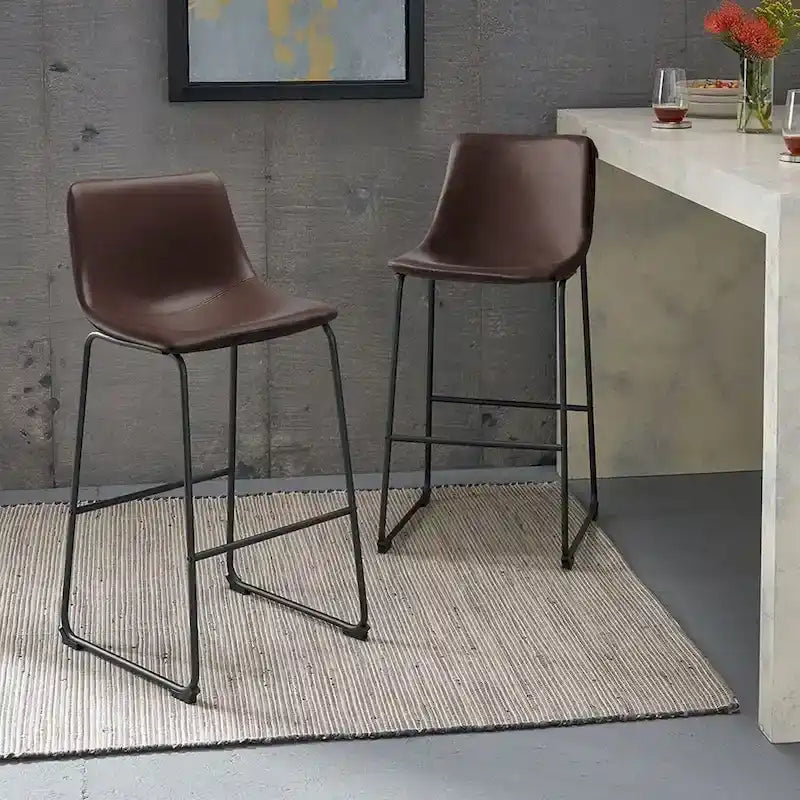 Tabourets de bar vintage BOSSIN en similicuir, 76 cm (30 pouces), lot de 2