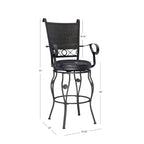 Tabouret de bar pivotant Elle Big &amp; Tall en métal noir avec assise en similicuir