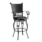 Tabouret de bar pivotant Elle Big &amp; Tall en métal noir avec assise en similicuir