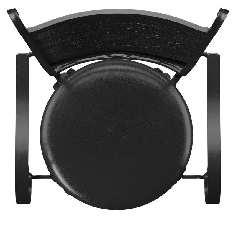 Tabouret de bar pivotant Elle Big &amp; Tall en métal noir avec assise en similicuir