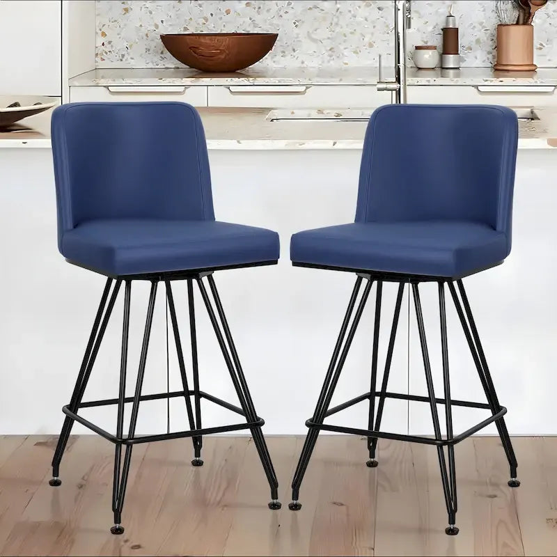 26 tabourets de bar pivotants en cuir/velours, hauteur comptoir - 38,2 cm (H) x 17,7 cm (L) x 19,1 cm (P)