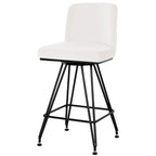 26 tabourets de bar pivotants en cuir/velours, hauteur comptoir - 38,2 cm (H) x 17,7 cm (L) x 19,1 cm (P)