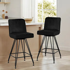 26 tabourets de bar pivotants en cuir/velours, hauteur comptoir - 38,2 cm (H) x 17,7 cm (L) x 19,1 cm (P)