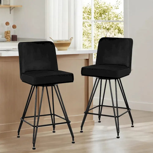 26 tabourets de bar pivotants en cuir/velours, hauteur comptoir - 38,2 cm (H) x 17,7 cm (L) x 19,1 cm (P)