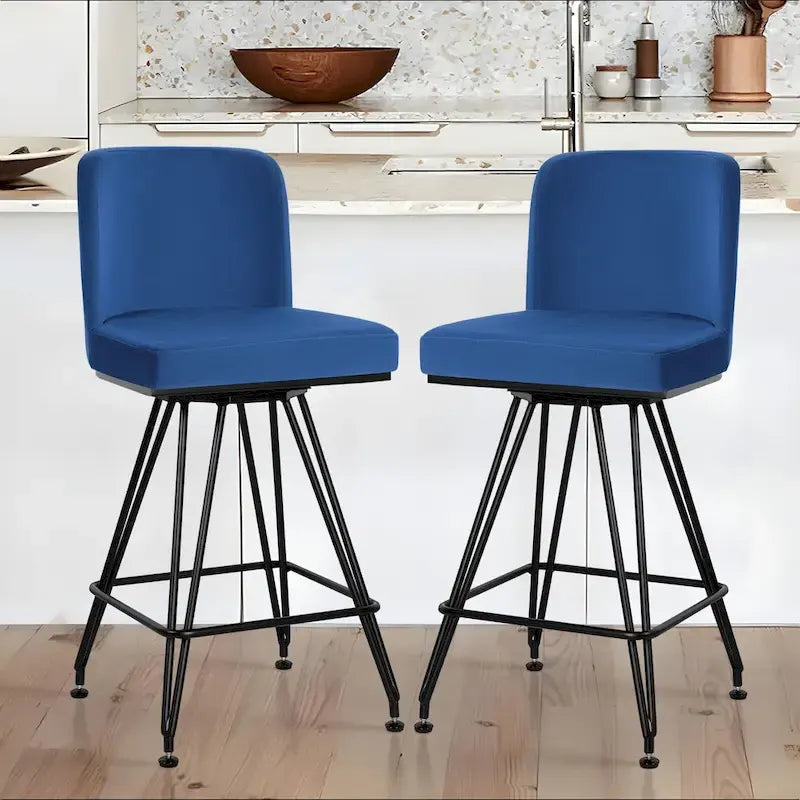 26 tabourets de bar pivotants en cuir/velours, hauteur comptoir - 38,2 cm (H) x 17,7 cm (L) x 19,1 cm (P)