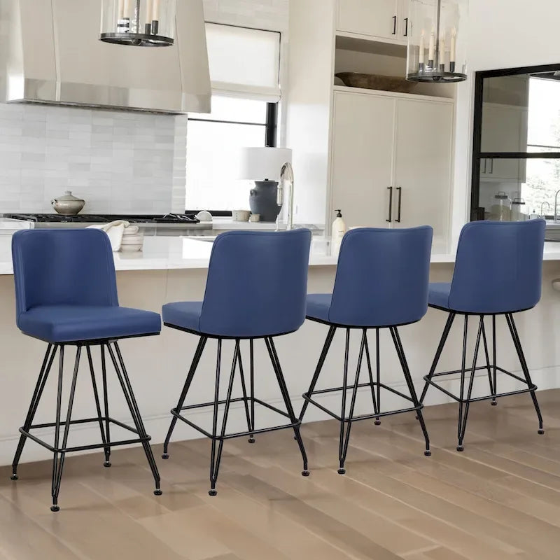 26 tabourets de bar pivotants en cuir/velours, hauteur comptoir - 38,2 cm (H) x 17,7 cm (L) x 19,1 cm (P)