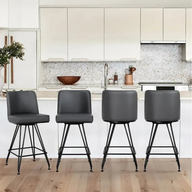 26 tabourets de bar pivotants en cuir/velours, hauteur comptoir - 38,2 cm (H) x 17,7 cm (L) x 19,1 cm (P)