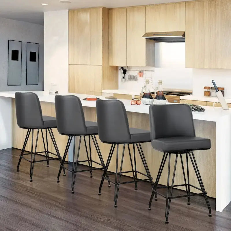 26 tabourets de bar pivotants en cuir/velours, hauteur comptoir - 38,2 cm (H) x 17,7 cm (L) x 19,1 cm (P)