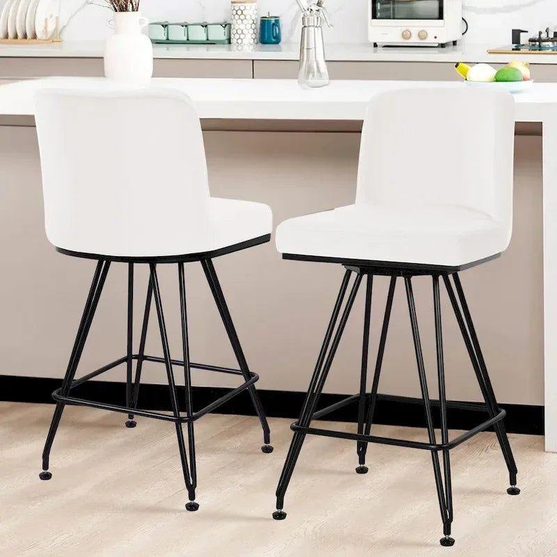 26 tabourets de bar pivotants en cuir/velours, hauteur comptoir - 38,2 cm (H) x 17,7 cm (L) x 19,1 cm (P)