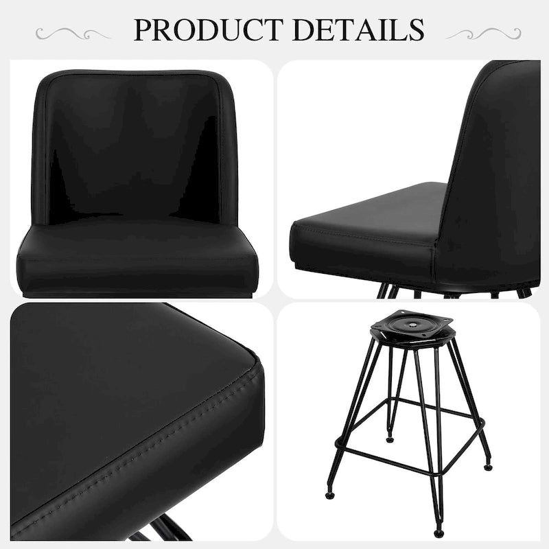 26 tabourets de bar pivotants en cuir/velours, hauteur comptoir - 38,2 cm (H) x 17,7 cm (L) x 19,1 cm (P)
