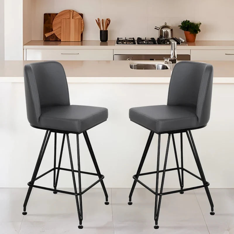 26 tabourets de bar pivotants en cuir/velours, hauteur comptoir - 38,2 cm (H) x 17,7 cm (L) x 19,1 cm (P)