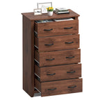 Commode à 5 tiroirs, armoire haute de rangement pour chambre ou couloir