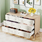 Commode double à 6 tiroirs pour chambre à coucher, commode de 119 cm avec pieds en métal pour salon