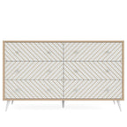 Commode double à 6 tiroirs pour chambre à coucher, commode de 119 cm avec pieds en métal pour salon