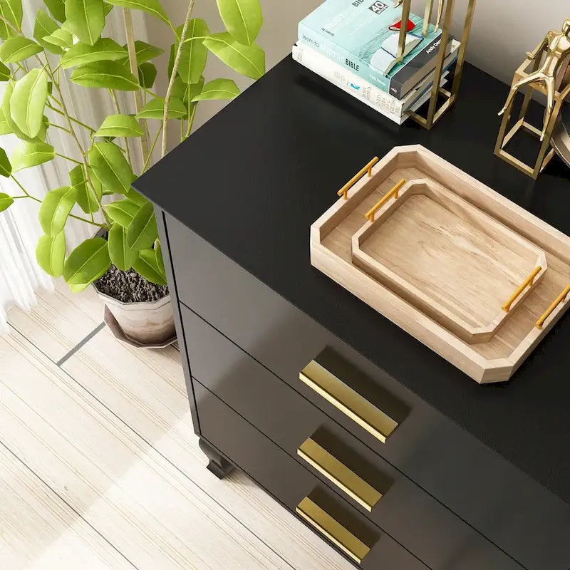 Commode double FUFU&amp;GAGA 47,2 po L, 6 tiroirs, laquée