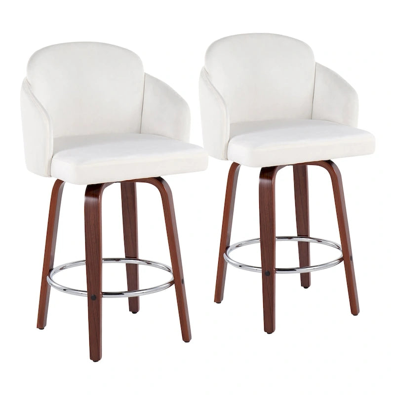 Dahlia Counter Stool with Walnut Wood (Set of 2)