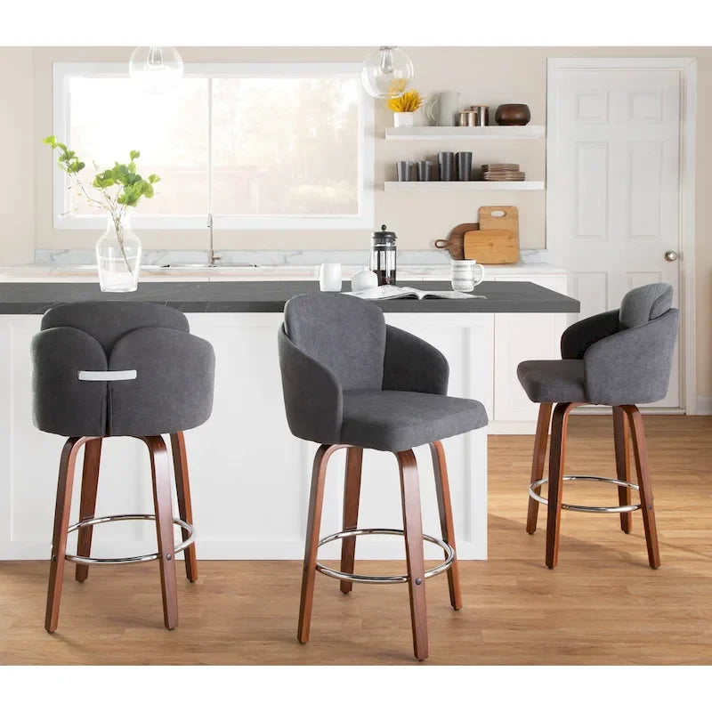 Tabouret de bar Dahlia en bois de noyer (lot de 2)