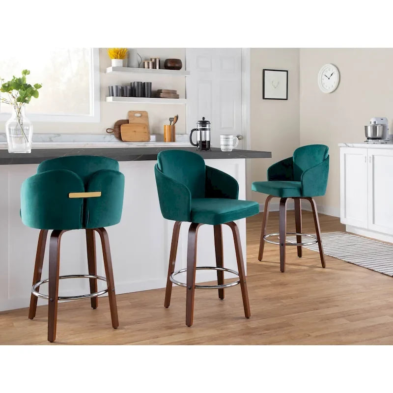 Tabouret de bar Dahlia en bois de noyer (lot de 2)