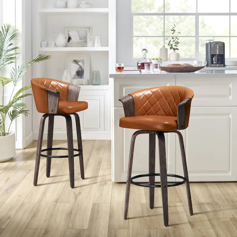 Tabourets de bar pivotants Art Leon style moderne du milieu du siècle (lot de 2)
