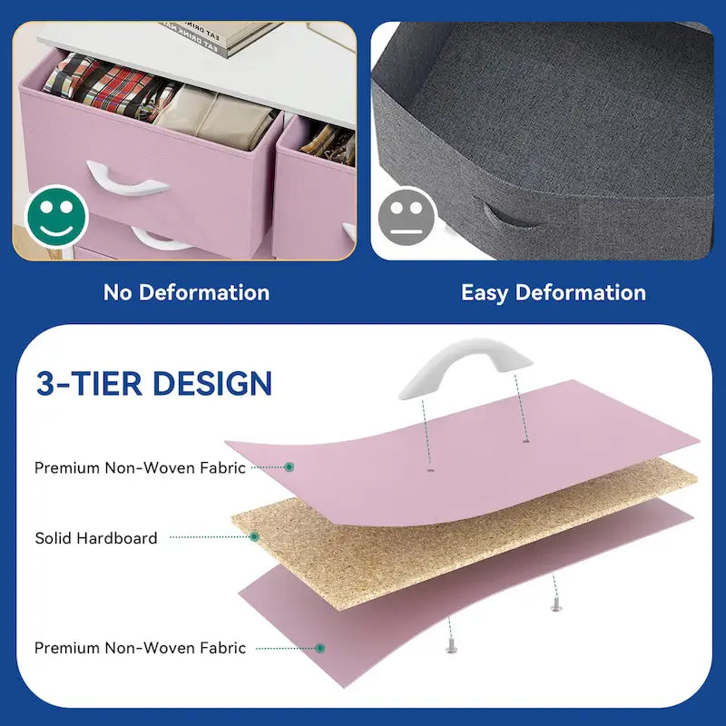 Commode horizontale à 5 tiroirs pour chambre d'enfant, avec plateau en bois