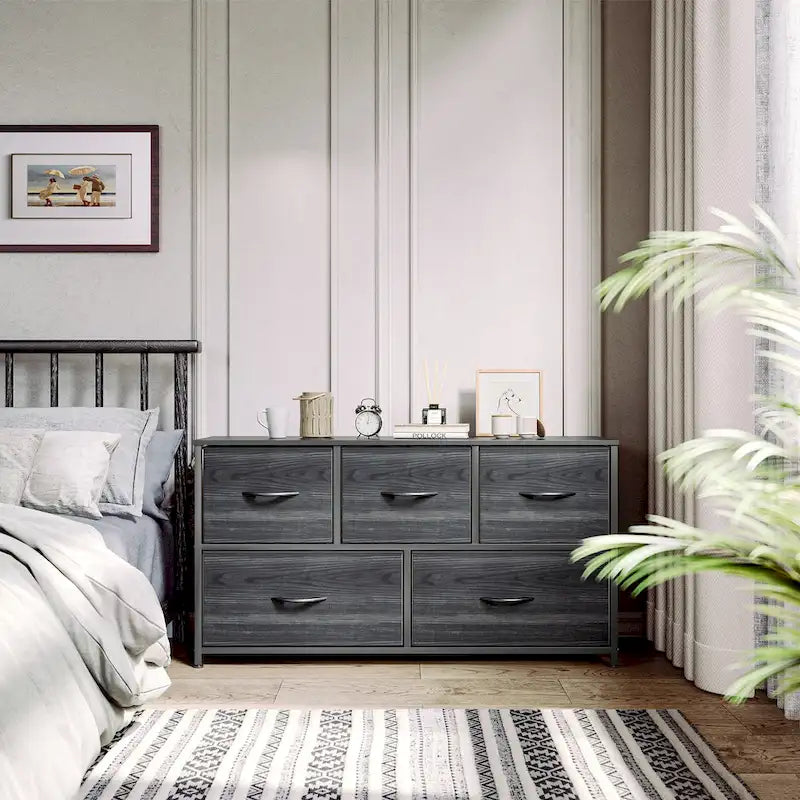 Commode horizontale à 5 tiroirs pour chambre d'enfant, avec plateau en bois