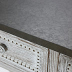 Console à 3 tiroirs en bois et métal vieilli de style campagnard