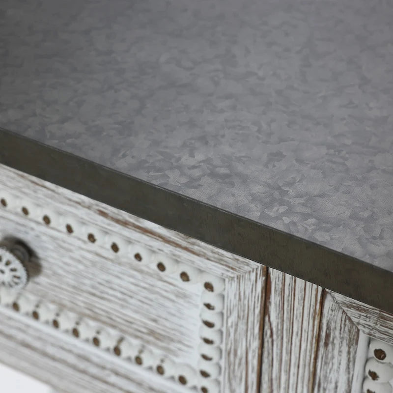 Console à 3 tiroirs en bois et métal vieilli de style campagnard