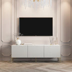 Meuble TV console Living Skog Selline beige, compatible avec les téléviseurs jusqu'à 65 pouces, pieds en métal, style Art déco