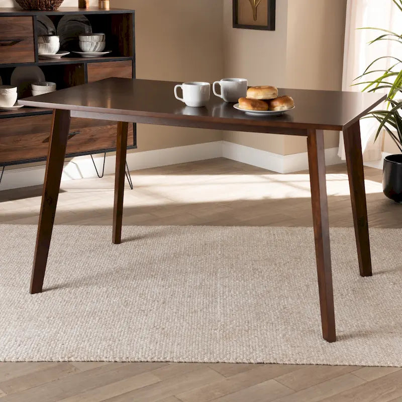 Britte Mid-Century Modern Transitional Rectangular Wood Dining Table