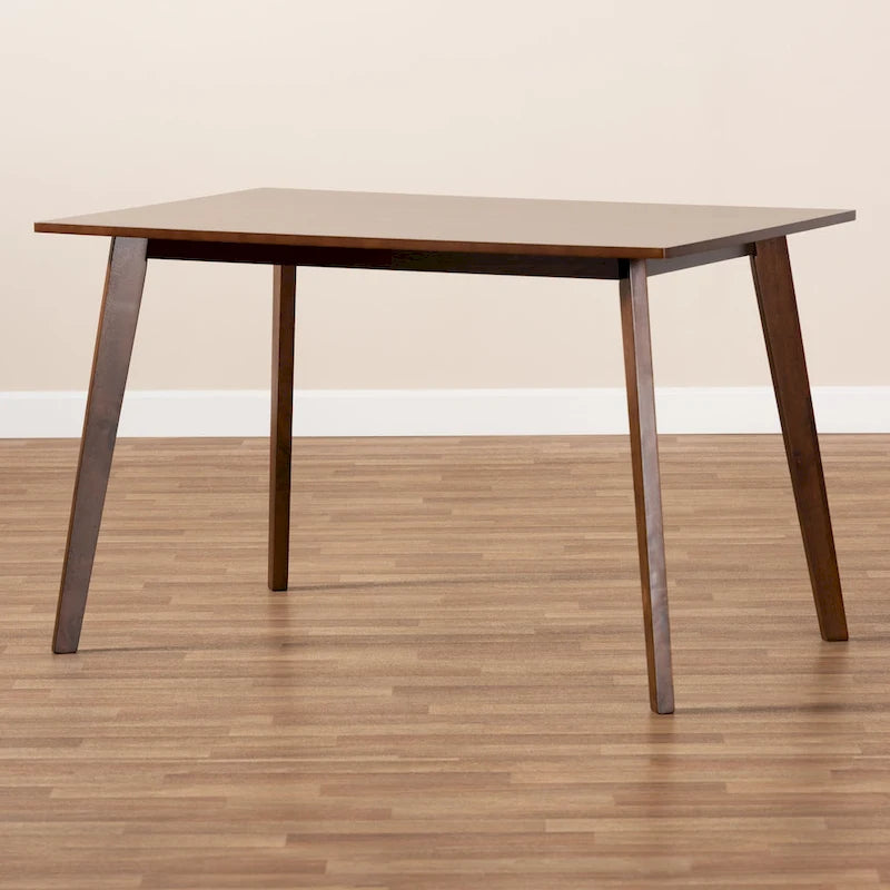Table de salle à manger rectangulaire en bois Britte, style transitionnel moderne du milieu du siècle
