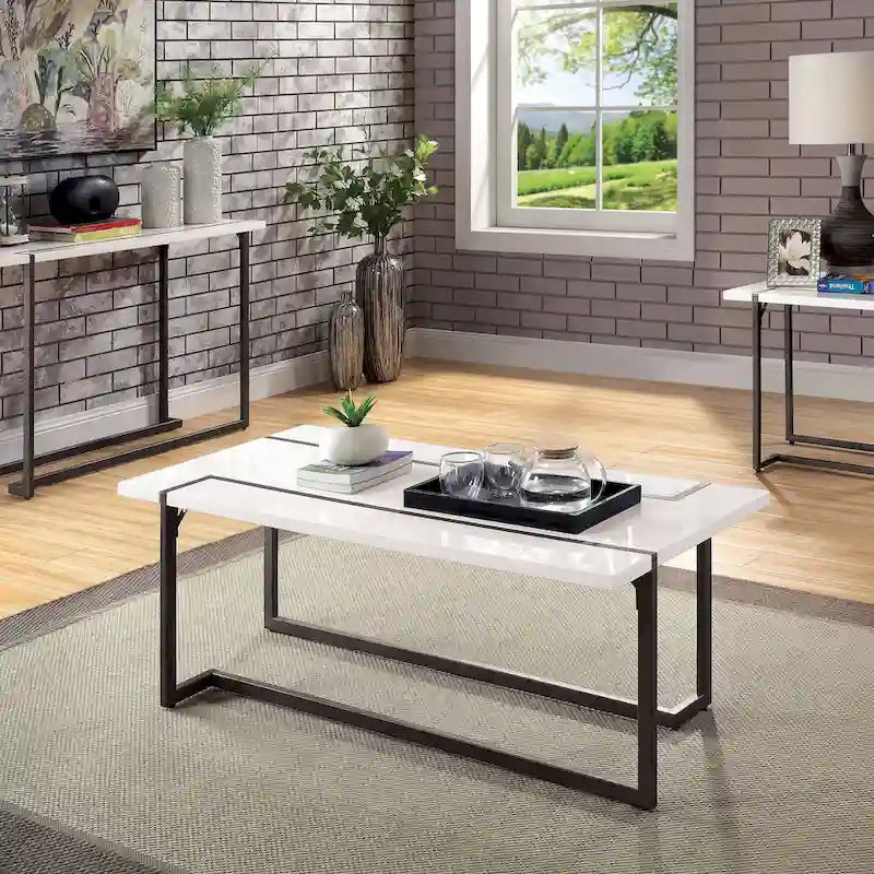 Tawl Contemporary White 47-inch Lacquer Coffee Table by Furniture of America