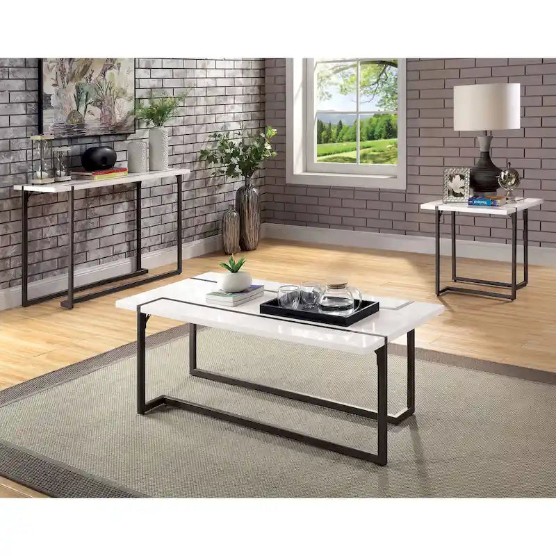 Table basse Tawl Contemporary blanche laquée de 47 pouces par Furniture of America