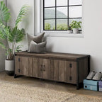 DH BASIC Industrial Oak 49-inch Iron Legs Storage Bench by Denhour