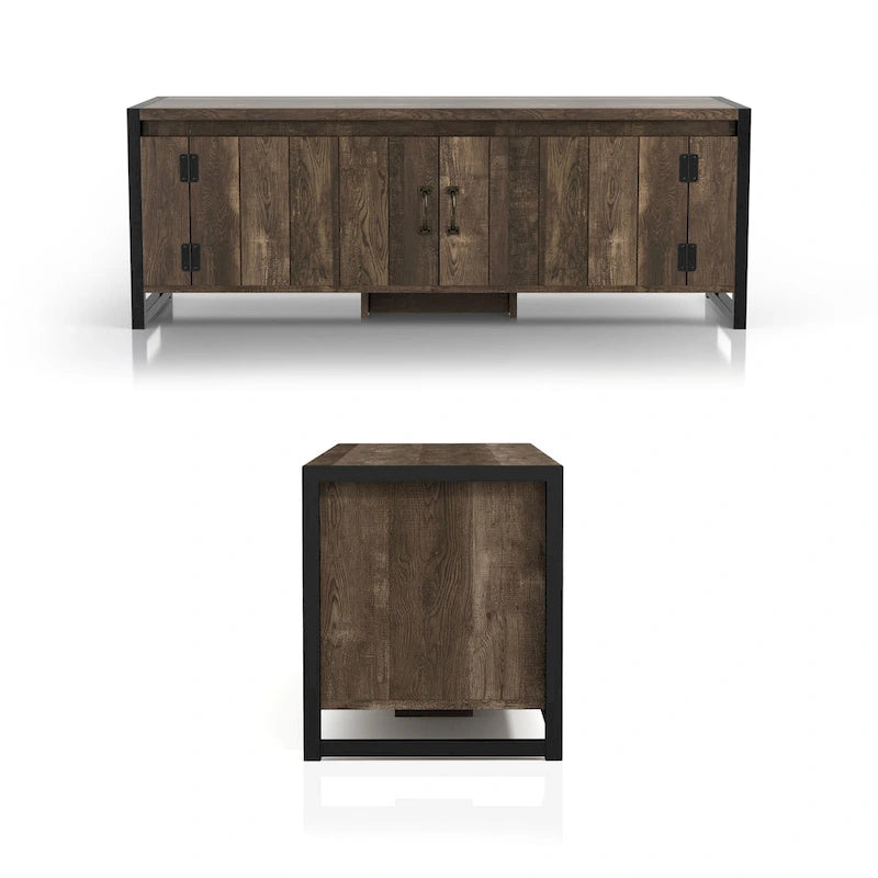 Banc de rangement DH BASIC en chêne industriel avec pieds en fer de 124 cm (49 pouces) par Denhour