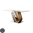 Table de salle à manger contemporaine Fen de Furniture of America, plateau en verre blanc de 64 pouces