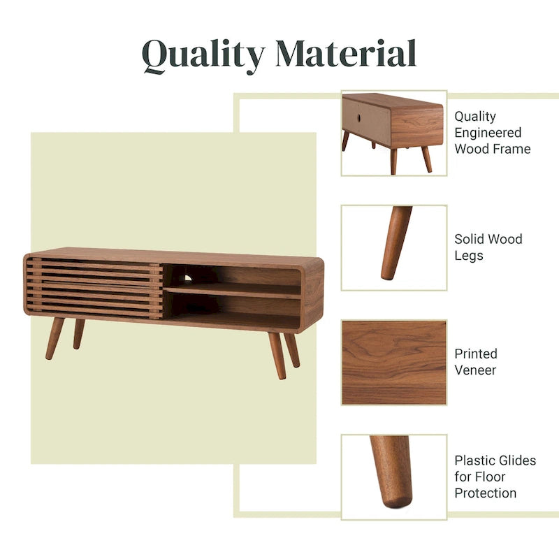 Meuble TV bas Wilson 46 KD à lattes