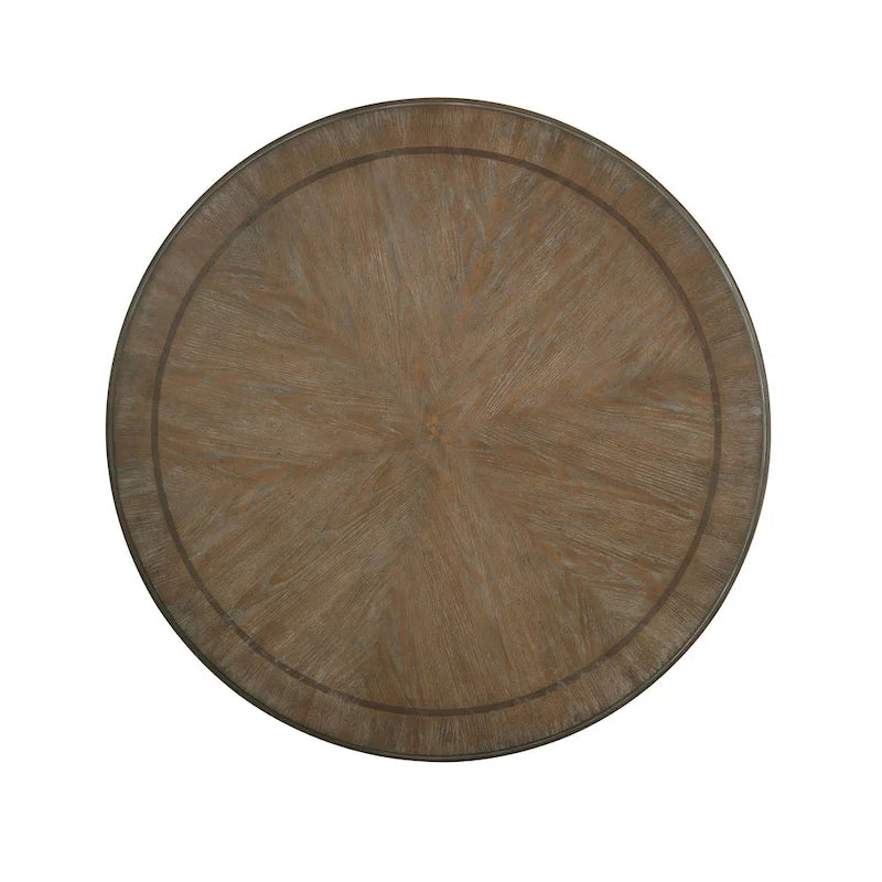 Ensemble de salle à manger rond 5 pièces en bois massif blanc Caelum Farmhouse par The Gray Barn