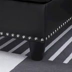 Canapé d'angle en similicuir avec pouf et 2 coussins