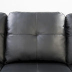 Canapé d'angle en similicuir avec pouf et 2 coussins