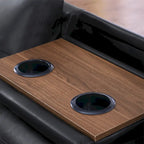 Canapé d'angle en similicuir avec pouf et 2 coussins