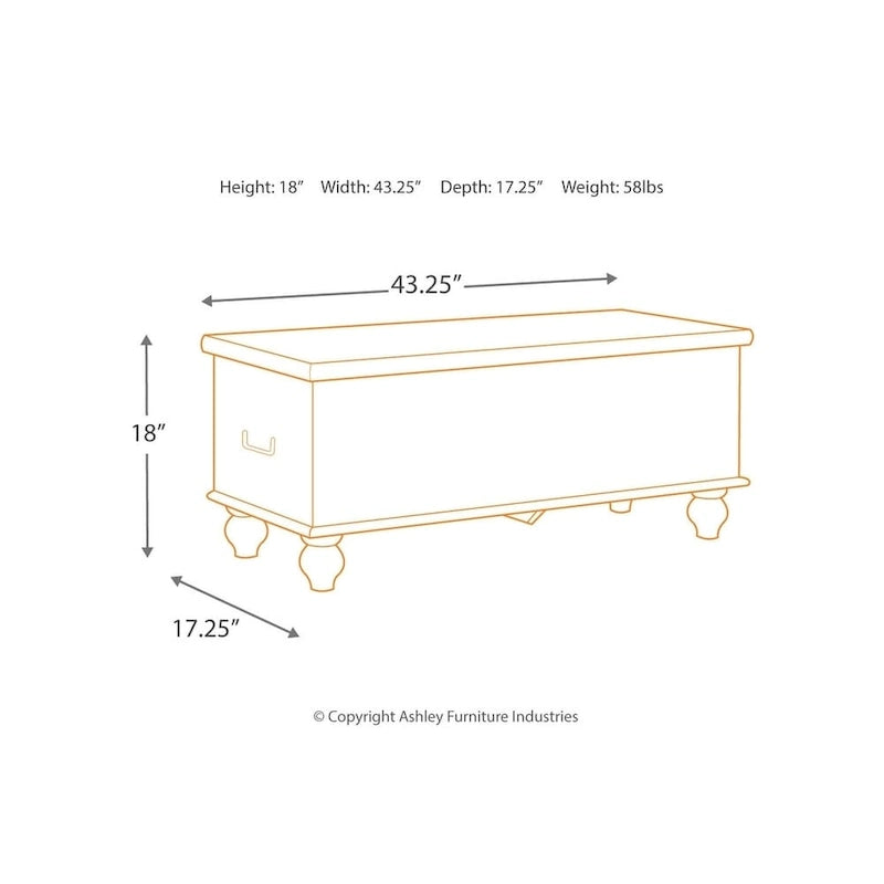 Banc de rangement Fossil Ridge Antique White à médaillon sculpté