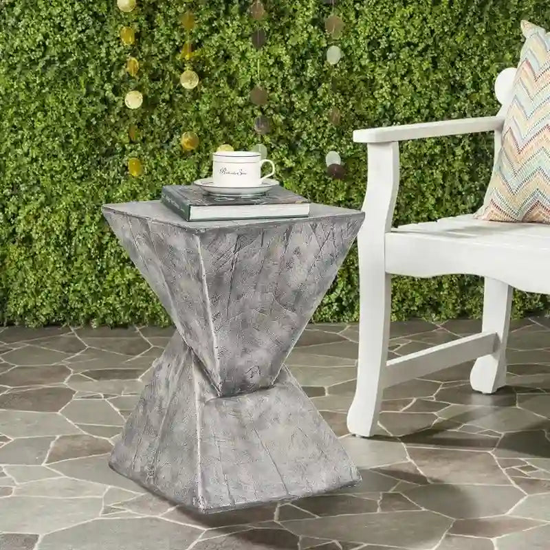 Adeco Outdoor Indoor Concrete Side Table Modern Accent End Table