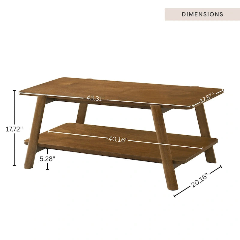 Table basse étagère en bois de style moderne du milieu du siècle Metz de Roundhill Furniture