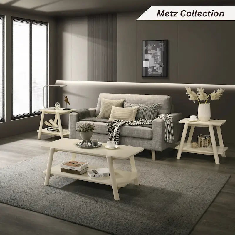 Table basse étagère en bois de style moderne du milieu du siècle Metz de Roundhill Furniture