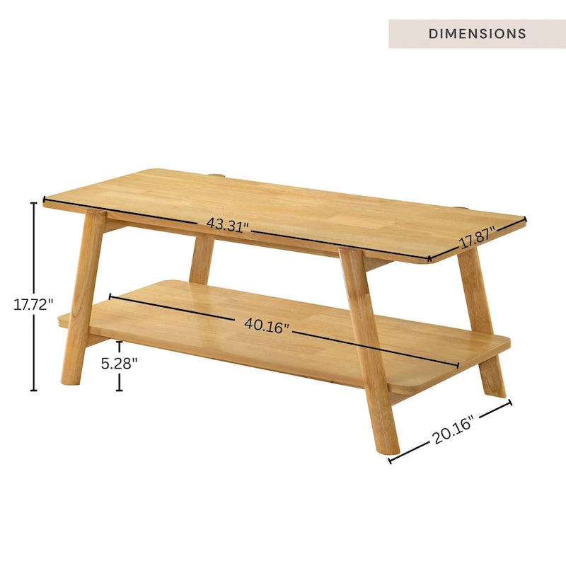 Table basse étagère en bois de style moderne du milieu du siècle Metz de Roundhill Furniture