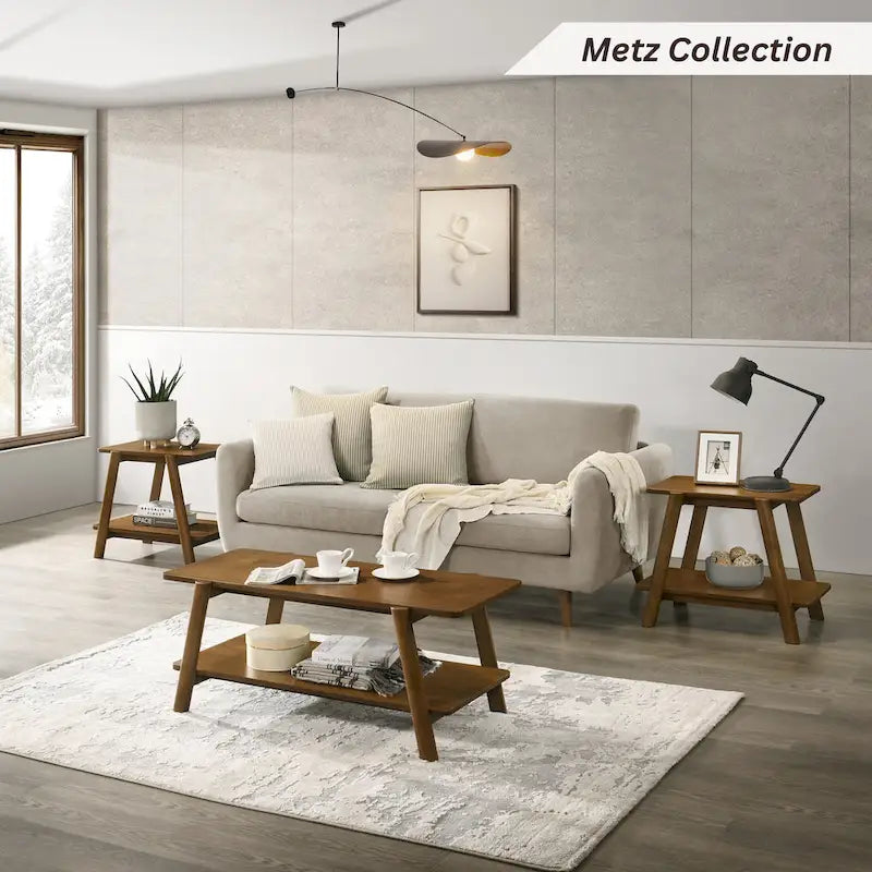 Table basse étagère en bois de style moderne du milieu du siècle Metz de Roundhill Furniture